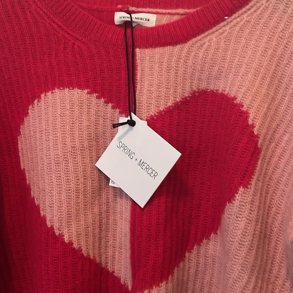 Fabulous 2 tone pink cashmere sweater with heart. NWT Size Large. - Picture 5 of 11